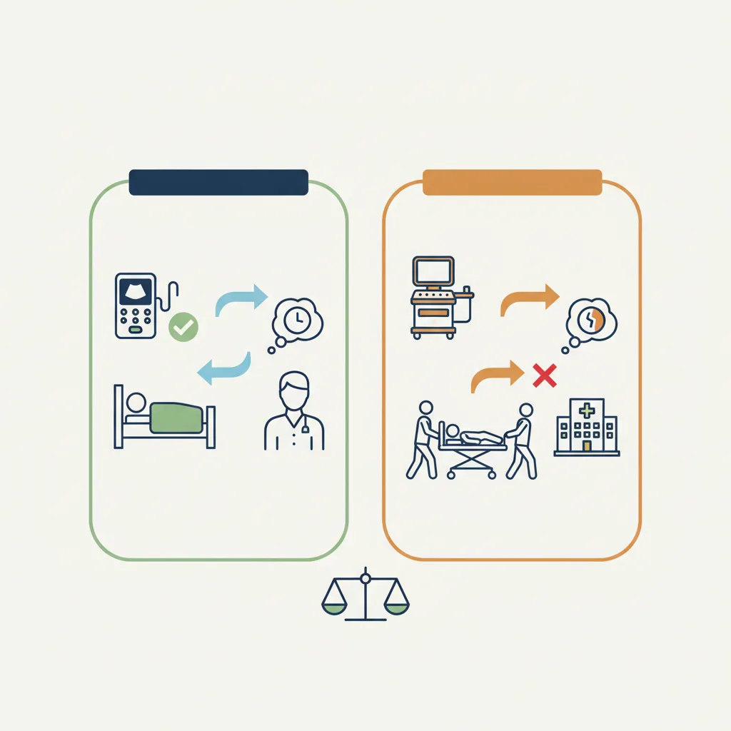 Bedside-first workflow vs ultrasound suite