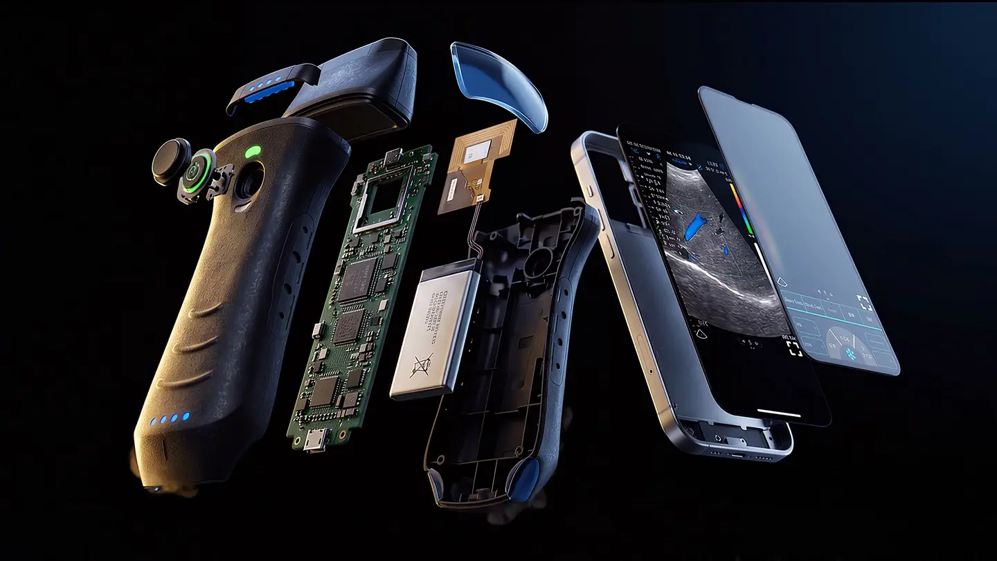 Ultrascan US-CL Pro wireless ultrasound probe - deconstructed view